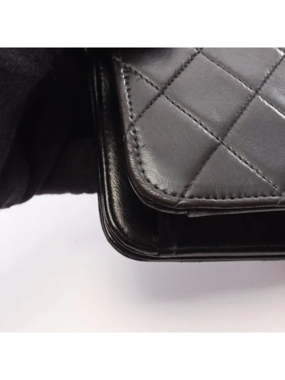 Chanel Shoulder Bag Mini Quilted Full Flap Black Lambskin Push Lock Chain